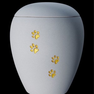 Urna con ceramica celeste con zampette