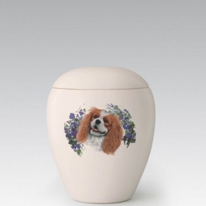 urna ceramica con cavalier king stilizzato