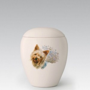 urna ceramica con yorkshire stilizzato