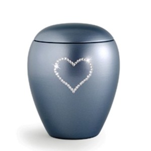 urna ceramica lilla con cuore in swarosky