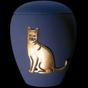 urna ceramica lilla con icona gatto