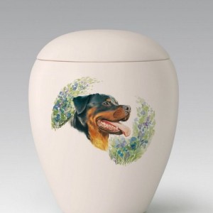 urna ceramica rottweiller dipinto a mano